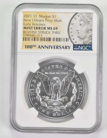 Err MS69 2021-'O' Morgan Silver Dollar New Orleans OBV Strck Thru ER NGC *9672