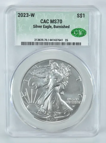 2023-W Burnished Silver Eagle MS70 CAC CACg