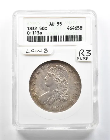 1832 Capped Bust Half Dollar O-113a AU55 ANACS Low 8 R3 a4017