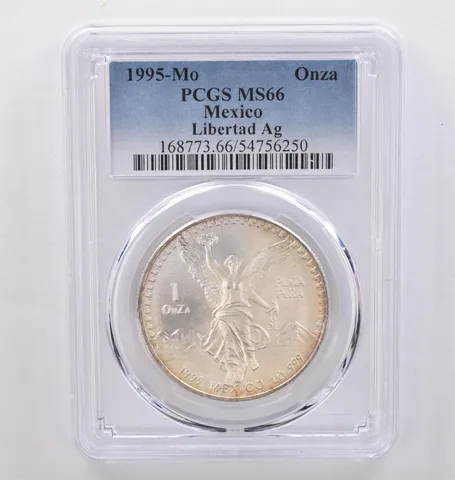 1995 Mo Mexico 1 Onza Silver Libertad MS66 PCGS Beautiful Tone *8941