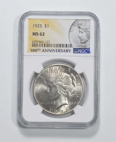 1925 Peace Silver Dollar 100th Anni 2021 Special Label MS62 NGC