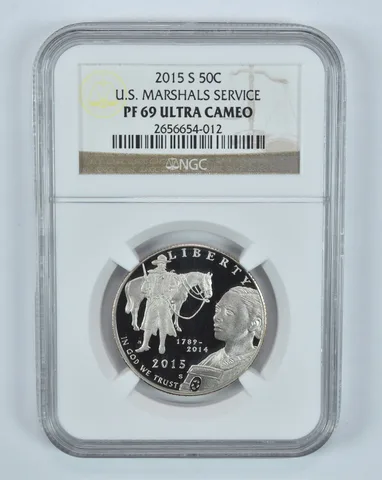 2015-S US Marshals Commemorative Half Dollar PF69 UCAM NGC Brown Label
