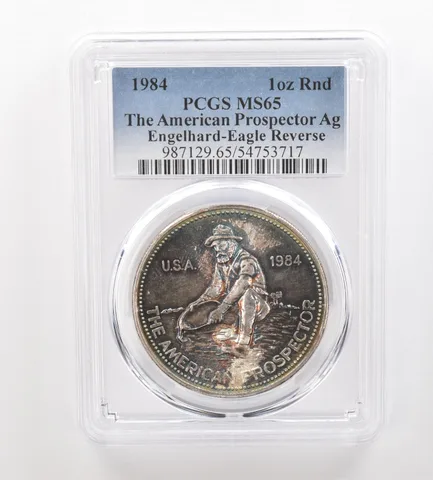 1984 Engelhard Prospector 1 Oz Silver Eagle Reverse MS65 PCGS Nice Tone *3209