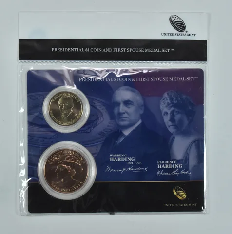 2014 Presidential $1 & First Spouse Medal Set Warren G & Florence Harding