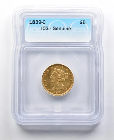 1839-C $5 Liberty Head Gold Half Eagle ICG a2070