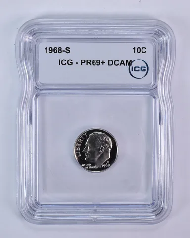 1968-S Roosevelt Dime PR69+ DCAM ICG