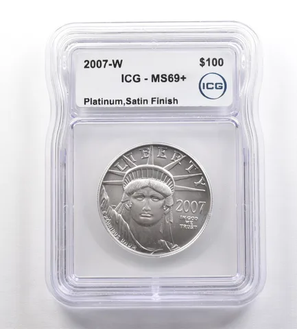 2007-W $100 American Platinum Eagle Satin Finish 1 Oz MS69+ ICG Burnished *4234