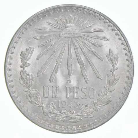 1943 MO Mexico 1 Peso Silver BU