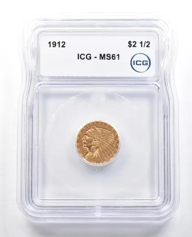 1912 $2.50 Indian Head Gold Quarter Eagle MS61 ICG