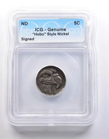 (ND) Indian Head Buffalo Nickel "Hobo" Style Signed Genuine ICG *6570