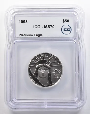 1998 $50 American Platinum Eagle 1/2 Oz Platinum MS70 ICG *4200