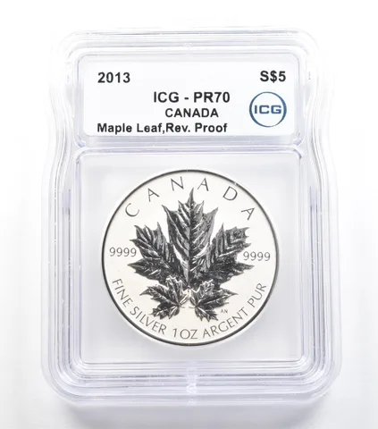 2013 Canada 5 Dollars Silver Maple Leaf 1 Oz Silver Reverse Proof PR70 ICG *5565