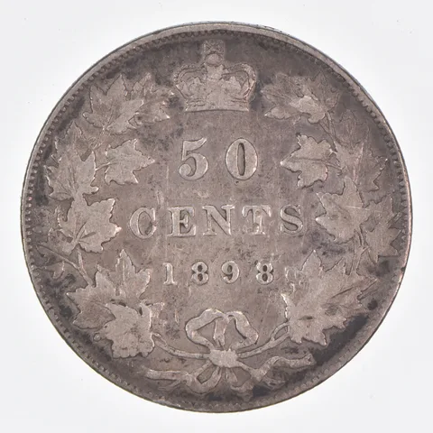 Better Date - 1898 Canada 50 Cents World Coin- Silver *490