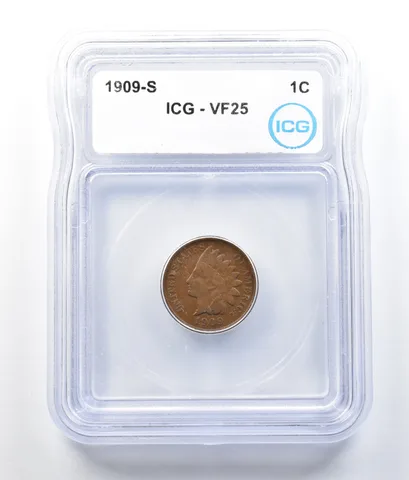1909-S Indian Head Cent VF25 ICG *7826