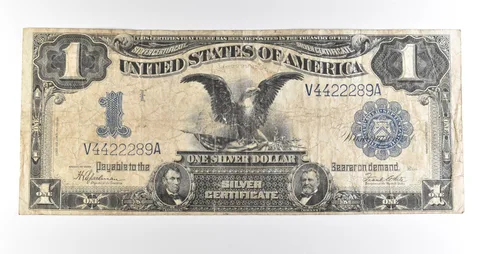 1899 $1 Silver Certificate Black Eagle Blue Seal Large Note *4509