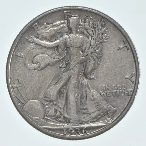 AU 1936-D Walking Liberty Half Dollar Almost Unc 90% Silver (1pc)