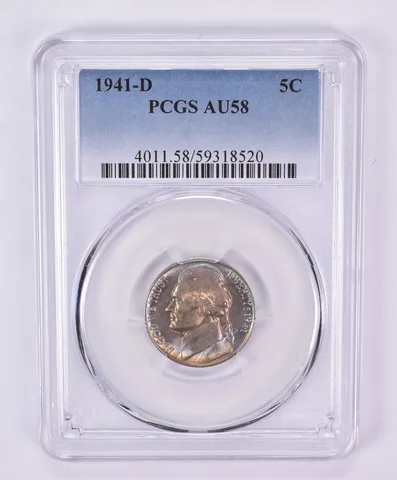 1941-D Jefferson Nickel AU58 PCGS Beautiful Tone *1145