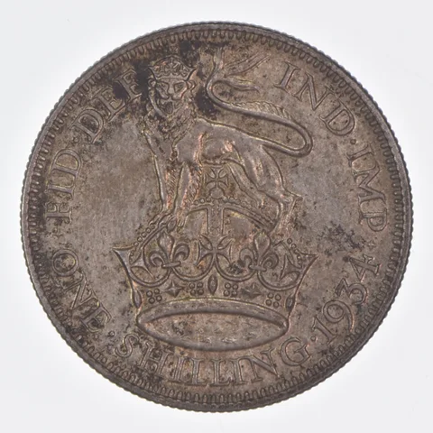 Better Date - 1934 Great Britain 1 Shilling World Coin- Silver *326