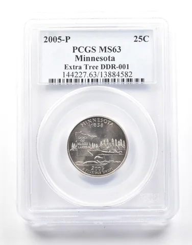 2005-P Washington State Quarter Minnesota Extra Tree DDR-001 MS63 PCGS *2141