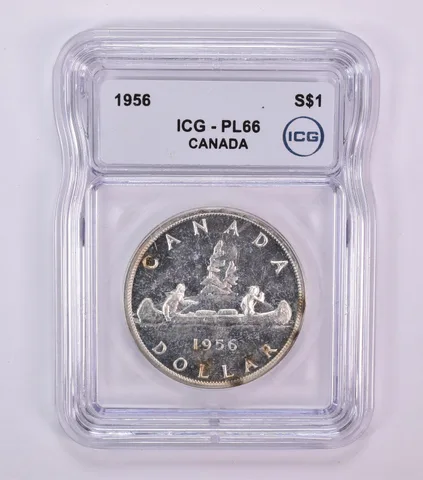 1956 Canada 1 Dollar Silver Voyageurs PL66 ICG