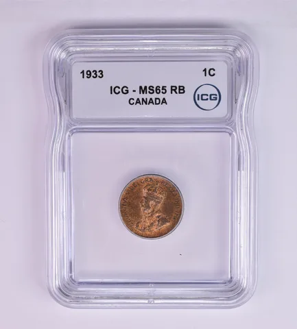 1933 Canada 1 Cent MS65 RB ICG Beautiful Tone *1253