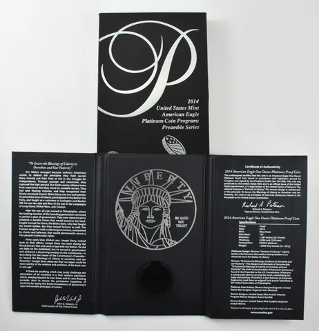 OGP 2014 Platinum Eagle 1 Oz Proof BOX - NO COINS (Preamble Blessings)
