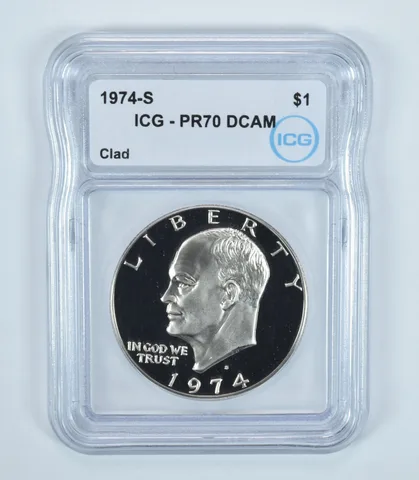 1974-S Eisenhower $1 CLAD PR70 DCAM ICG