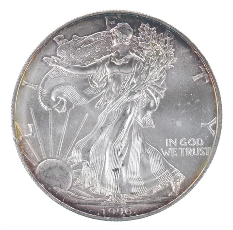 Beautiful Toned - 1996 American Silver Eagle 1 Troy Oz .999 Fine Silver *105