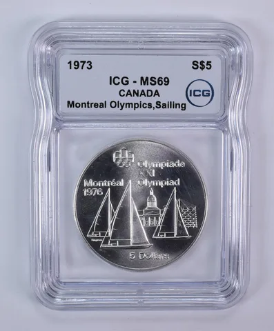 1973 Canada 5 Dollars Silver Montreal Olympics Sailing MS69 ICG