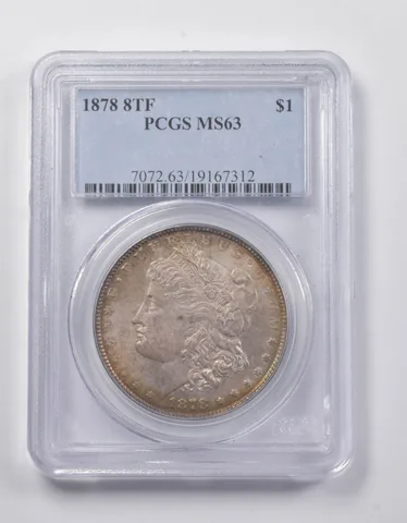 MS63 1878 8TF Morgan Silver Dollar PCGS Great Color *3941