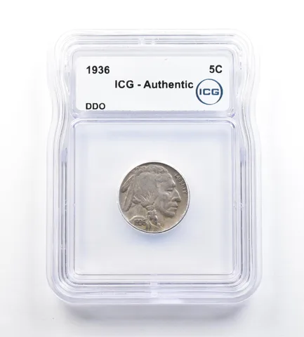 1936 Indian Head Buffalo Nickel DDO Authentic ICG *9180