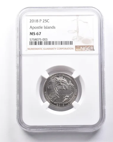 MS67 2018-P Washington Quarter Lowell Apostle Islands NGC a6158