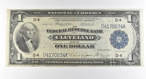 1918 $1 Cleveland OH National Currency Large Note Blue Seal *3043