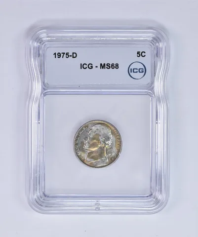 1975-D Jefferson Nickel MS68 ICG Beautiful Tone *8001