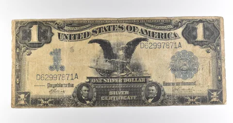 1899 $1 Silver Certificate Black Eagle Blue Seal Large Note *4513