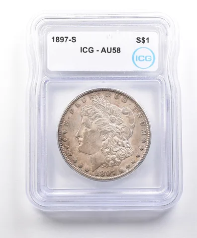 1897-S Morgan Silver Dollar AU58 ICG *3303