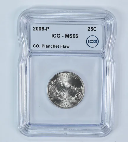 2006-P State Quarter Colorado Mint Error Planchet Flaw MS66 ICG