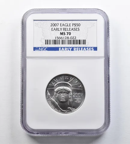 2007 $50 American Platinum Eagle 1/2 Oz Early Release MS70 NGC *0609