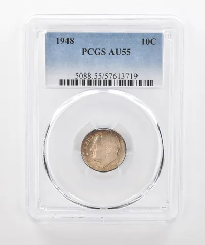 1948 Roosevelt Dime AU55 PCGS Beautiful Tone *1557