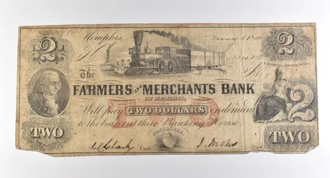 1852 $2 Memphis TN Farmers And Merchants Bank Obsolete Note *3862