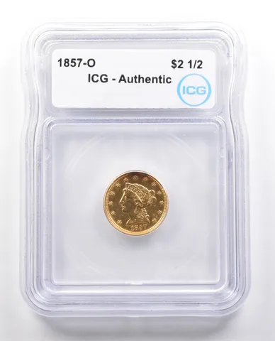 1857-O $2.50 Liberty Head Gold Quarter Eagle Authentic ICG *4335