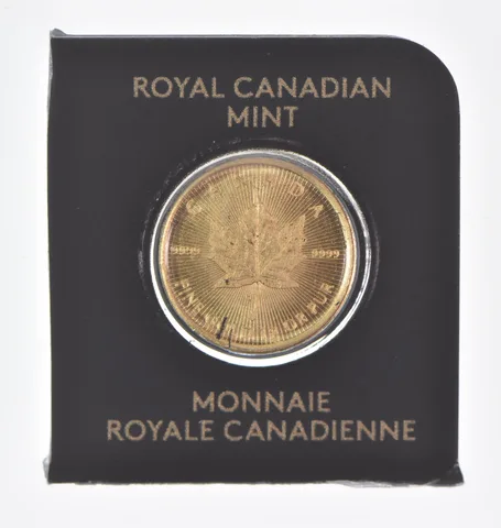 2025 1 Gram Gold Maple Leaf Coin In Maplegram Assay Card .9999 Fine Gold