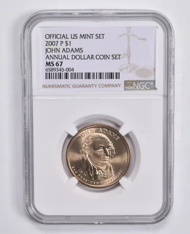 2007-P Presidential $1 John Adams Annual Set MS67 NGC US Mint