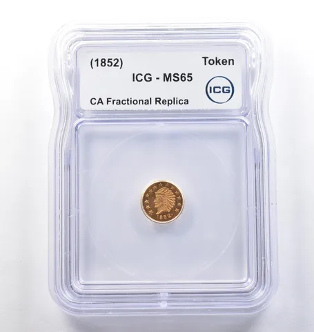 (1852) CA Fractional Gold Style Token Indian Head 1/2 Dollar MS65 ICG *3822