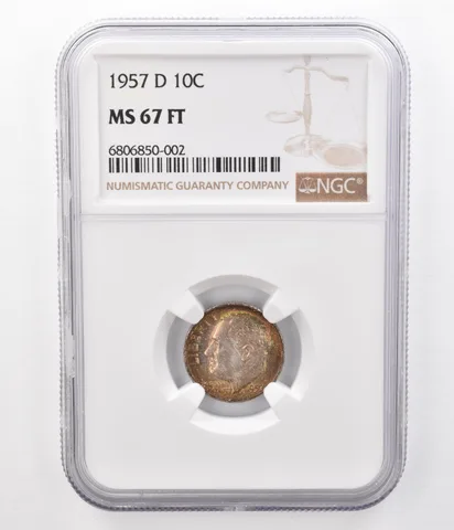 1957-D Roosevelt Dime MS67 FT NGC Beautifully Toned a8653
