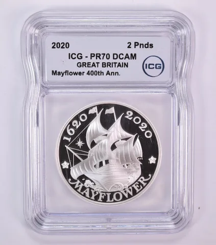 2020 Great Britain 2 Pounds Mayflower 400th Anniversary PR70 DCAM ICG