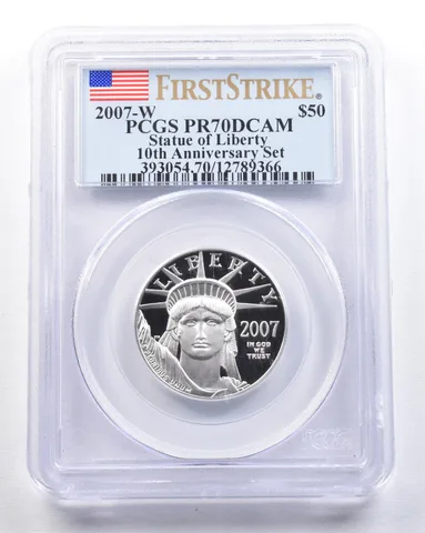 2007-W $50 American Platinum Eagle 10th Anniv Set 1/2 Oz FS PR70 DCAM PCGS *2127