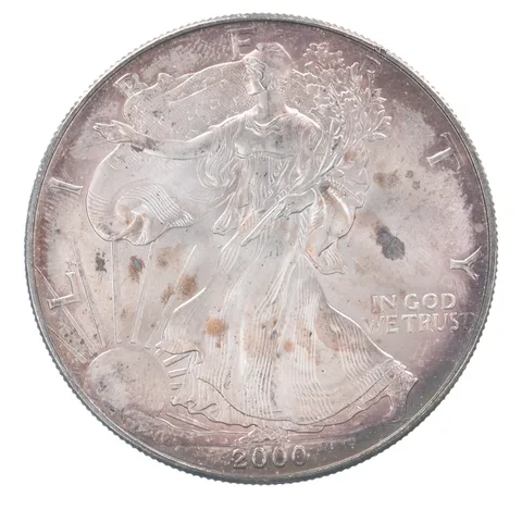 Beautiful Toned - 2000 American Silver Eagle 1 Troy Oz .999 Fine Silver *113