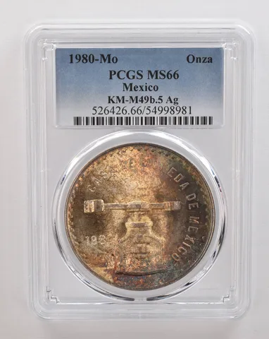 1980 Mo Mexico 1 Onza Silver KM-M49b.5 MS66 PCGS Beautiful Tone *4332
