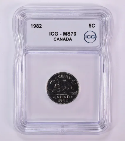 1982 Canada 5 Cents Beaver MS70 ICG